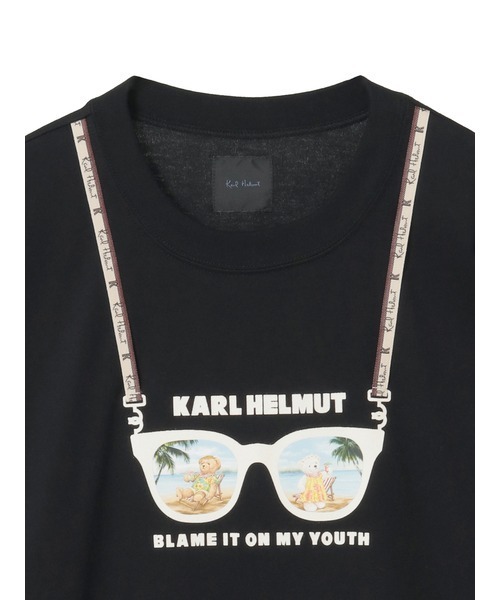 Karl Helmut tシャツ サングラスくまクラシック天竺半袖Tシャツ