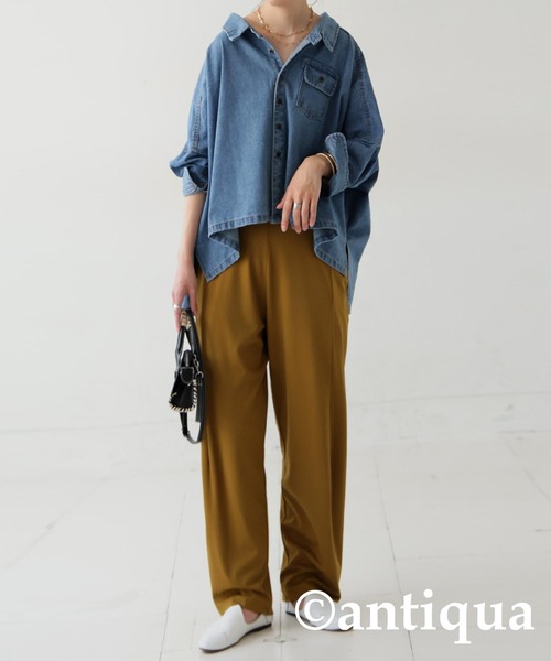 「antiqua」 デニムジャケット ONESIZE ブルー レディース_画像4