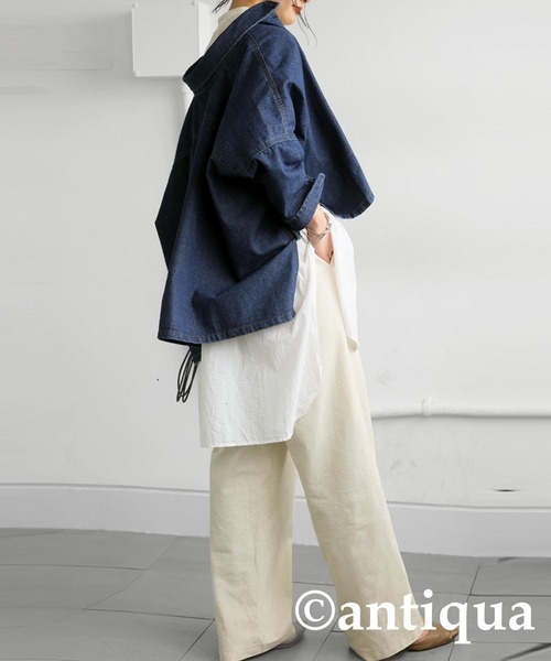 「antiqua」 デニムジャケット ONESIZE ブルー レディース_画像9