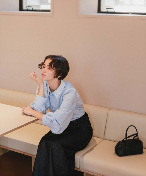 「titivate」 長袖シャツ L ネイビー レディース_画像5