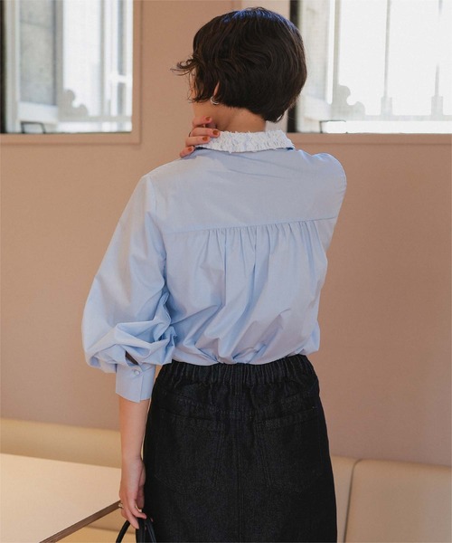 「titivate」 長袖シャツ L ネイビー レディース_画像6