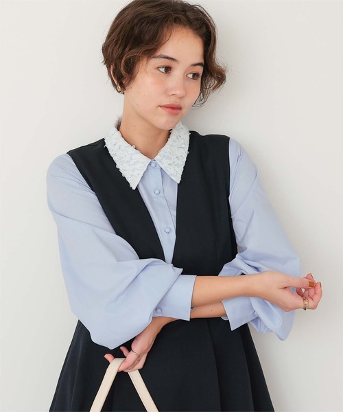 「titivate」 長袖シャツ L ネイビー レディース_画像7