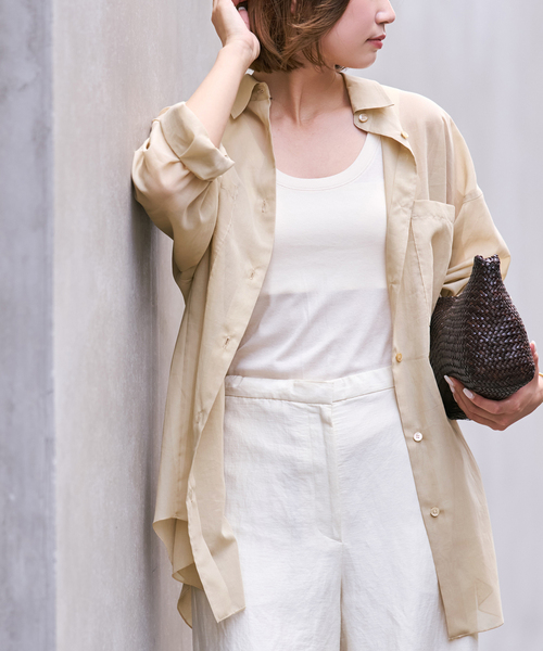 plage（プラージュ） ブラウス シャツ sheer cotton tunic シャツ