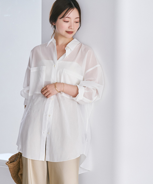 plage（プラージュ） ブラウス シャツ sheer cotton tunic シャツ