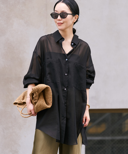 plage（プラージュ） ブラウス シャツ sheer cotton tunic シャツ