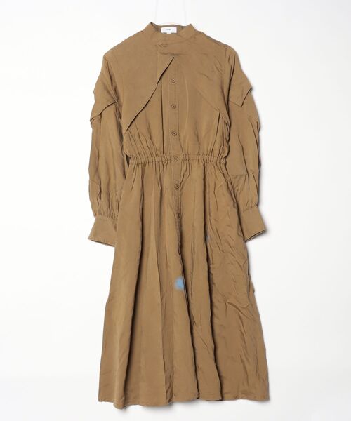HYKE 長袖 コットン シャツ ワンピース ハイク HYKE（ハイク） 長袖ワンピース 1 ブラウン レディース : ZOZOTOWN