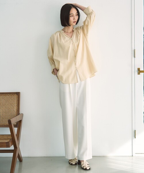 「UNFILO」 7分袖ブラウス MEDIUM ブラック レディース_画像8