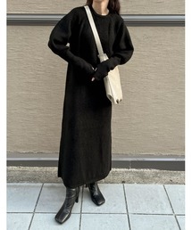 アニュアンス anuans カシュクールリブニットワンピース （BEIGE