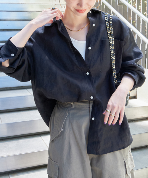 B.C STOCK シャツ ブラウス 「追加」リネンシャツ レディース