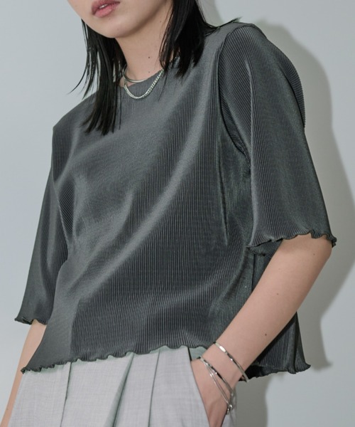 Aunt Marie's tシャツ ハーフスリーブミニプリーツクロップド
