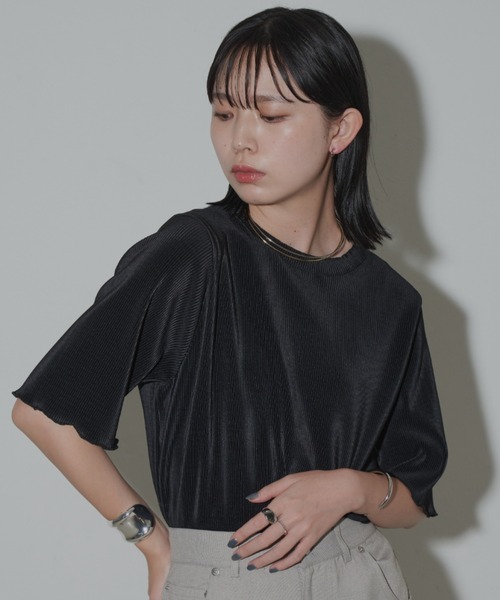 Aunt Marie's tシャツ ハーフスリーブミニプリーツクロップド