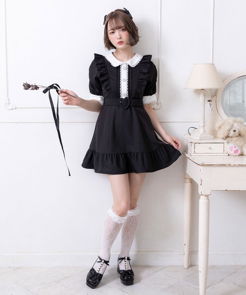 キラキラビジューフリルアフタヌーンティーワンピ　美品　LL DearMyLove ワンピース キラキラビジューフリルアフタヌーン
