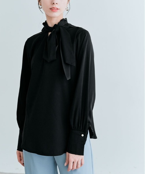 ブラウス シャツ ジョーゼットシフォン ボウタイ2WAYブラウス レディース セール】2way シフォン ジョーゼット ボウタイ ブラウス（シャツ