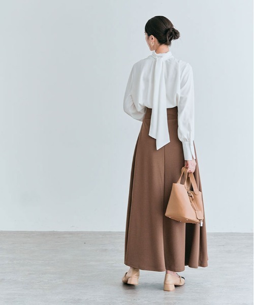 ブラウス シャツ 2way シフォン ジョーゼット ボウタイ レディース