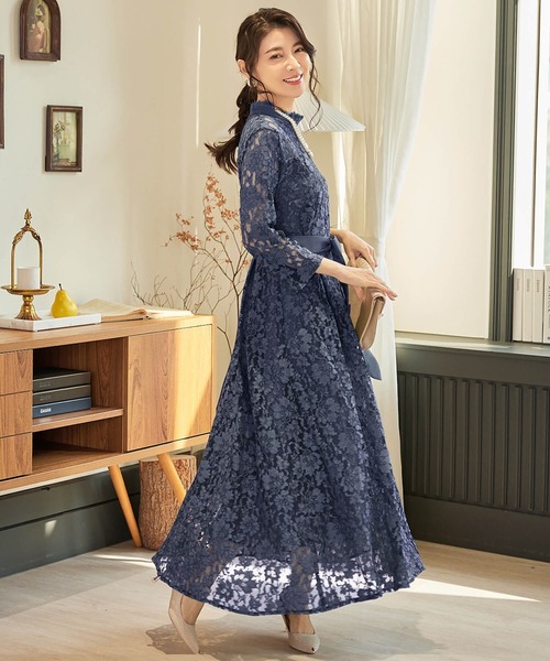 MARCHEA NOTTE 新作 マーメードライン花柄レースロングドレス Cinderella ドレス パーティードレス 結婚式 お呼ばれ ロング