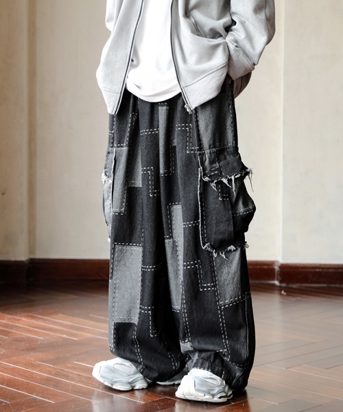 ジーンズ 「FVLMEN」remake patch work stitch cut off fringe pocket cargo denim/リメイ | ブランド登録なし | 07