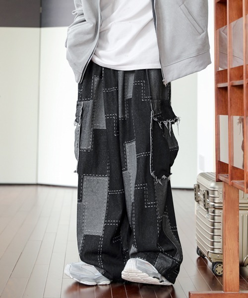 ジーンズ 「FVLMEN」remake patch work stitch cut off fringe pocket cargo denim/リメイ | ブランド登録なし | 09