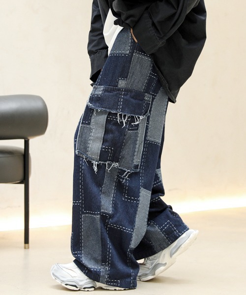 ジーンズ 「FVLMEN」remake patch work stitch cut off fringe pocket cargo denim/リメイ | ブランド登録なし | 20