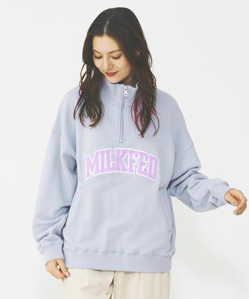トレーナー スウェット COLLEGE LOGO HALF ZIP TOP レディース