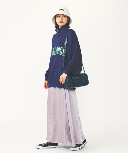 MILKFED. トレーナー スウェット COLLEGE LOGO HALF ZIP TOP