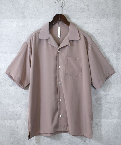 グレー ポリエステル 半袖シャツ 038 シャーリングレギュラーカラー半袖シャツ｜メンズファッション