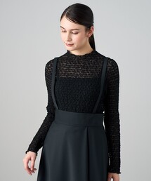 ANAYI（アナイ） ストレッチレースモックネック プルオーバー