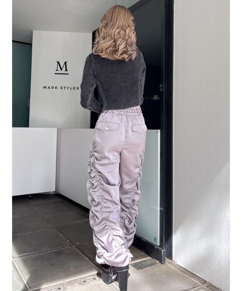 GYDA パンツ サテンギャザーワイドパンツ レディース : ZOZOTOWN