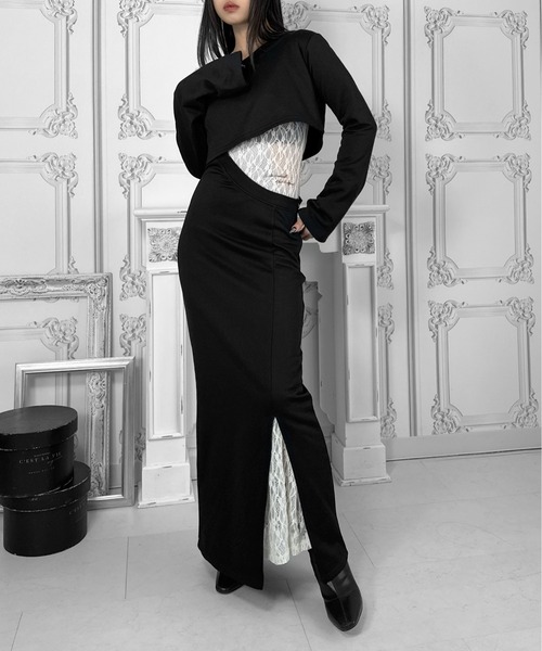 【AWL】ラメスウェットレースアップワンピ 黒 lame sweat lace up OP / ラメスウェットレースアップワンピ