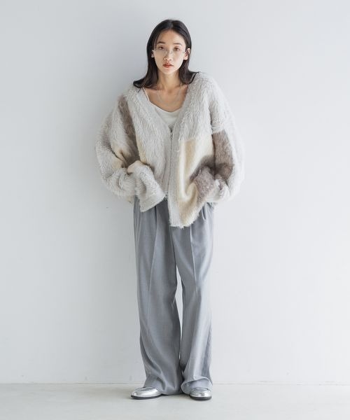 スーパーブランド LOWRYS FARM スラックス パンツ TRダブルウエストワイドパンツ