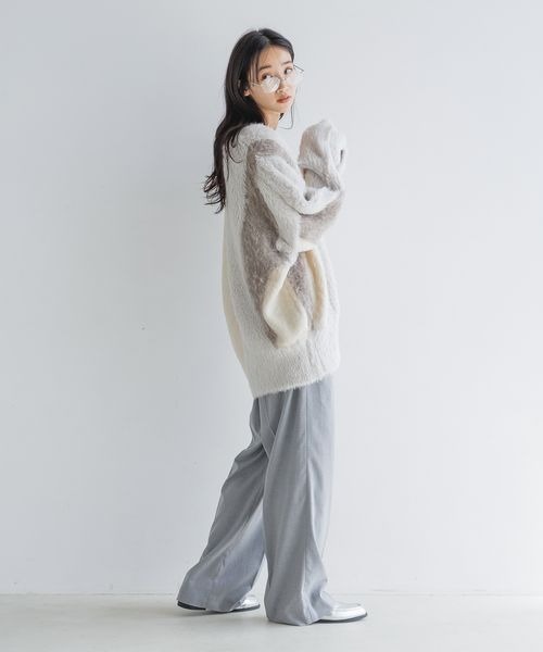 LOWRYS FARM スラックス パンツ TRダブルウエストワイドパンツ