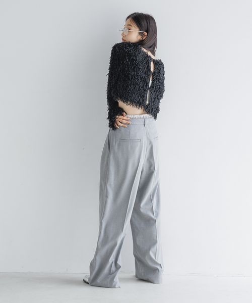 スーパーブランド LOWRYS FARM スラックス パンツ TRダブルウエストワイドパンツ