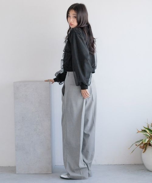 LOWRYS FARM スラックス パンツ TRダブルウエストワイドパンツ