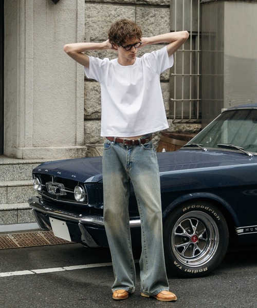 LURAKU ジーンズ 「LURAKU」Semi-flared washed denim - セミフレア