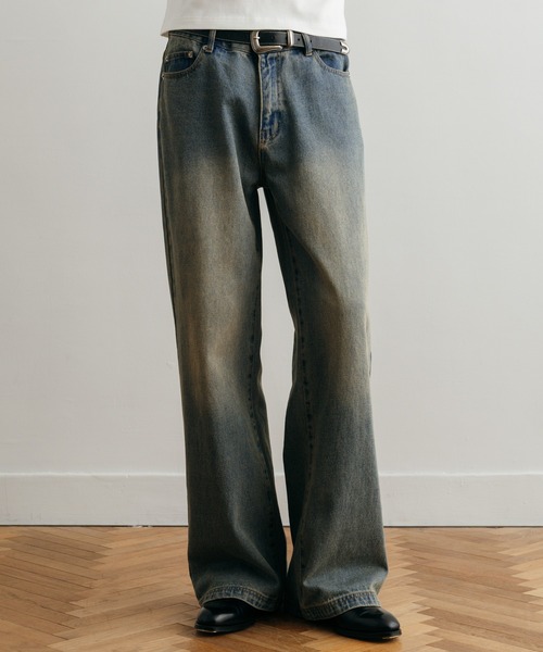 LURAKU ジーンズ 「LURAKU」Semi-flared washed denim - セミフレア