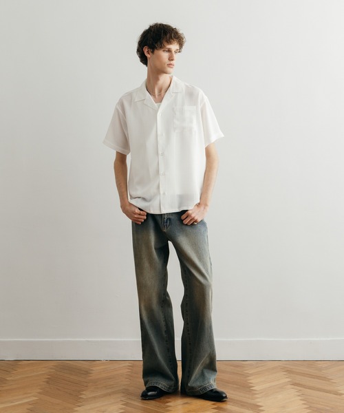 LURAKU ジーンズ 「LURAKU」Semi-flared washed denim - セミフレア