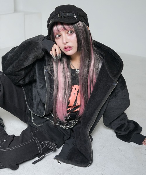 Diable baiser ブルゾン アウター モコモコボアフードブルゾン