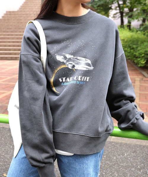 ANME トレーナー スウェット 宇宙プリント裏毛スウェットトップス