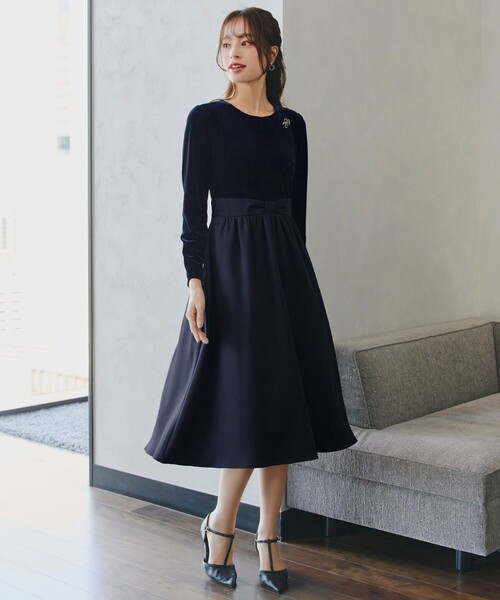 新品タグ付き♡ミストレアス♡ベロアワンピース♡ブラック MAISON DE THERESE（メゾン ド テレーズ）の「新作 レースネック