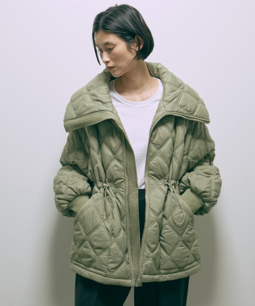 EN NEUME コート アウター Big Collar Quilted Jacket レディース