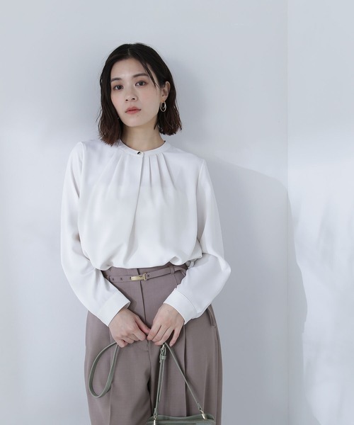 タックブラウス レディース NATURAL BEAUTY BASIC ブラウス シャツ フロントタックブラウス