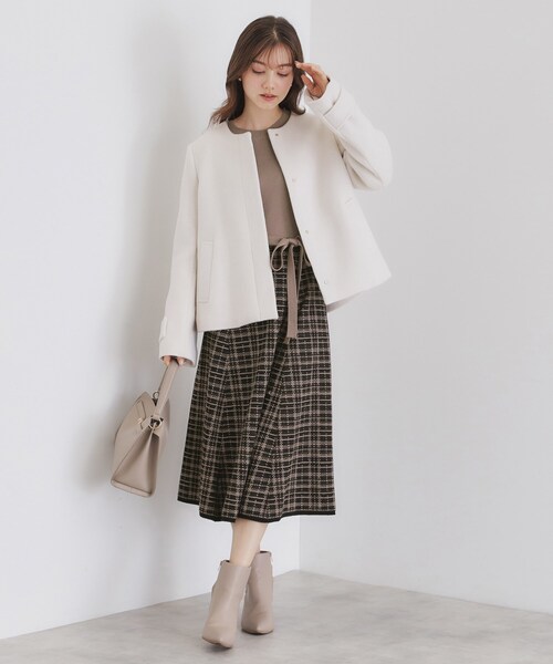 index（インデックス） ワンピース チェックラメジャカードニット