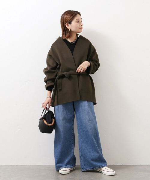 「JOURNAL STANDARD」 ノーカラーコート MEDIUM ブラウン レディース_画像3