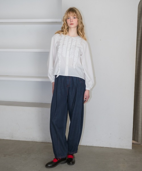 ジーンズ デニム デニムパンツ curve denim ribbon pants
