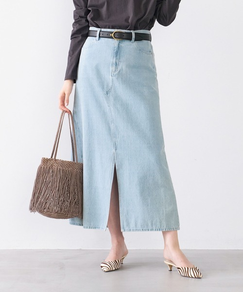 MICA&DEAL ライトブルースリットデニムスカート MICA&DEAL ライトブルースリットデニムスカート
