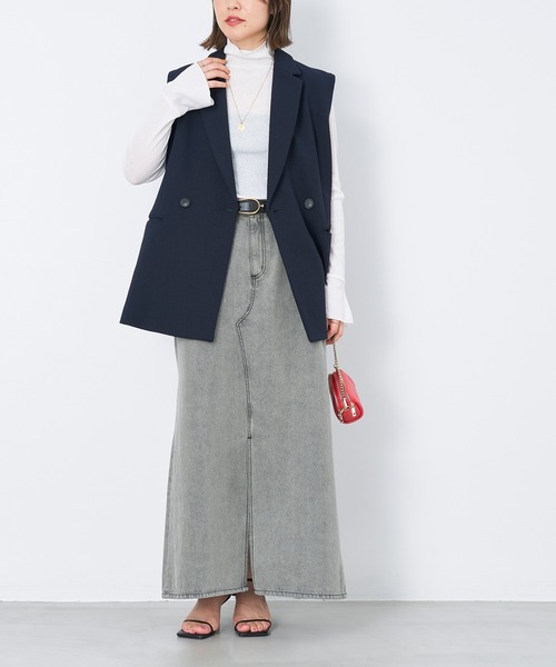 MICA&DEAL ライトブルースリットデニムスカート