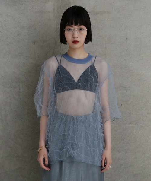 CHIGNON（シニヨン） tシャツ (CHIGNON)チュールワッシャーTシャツ