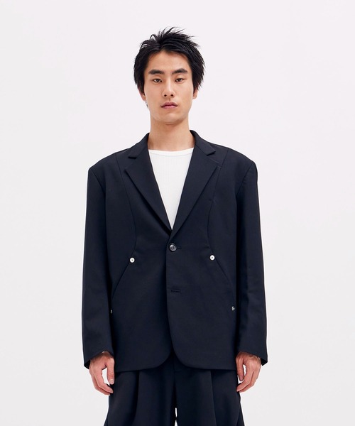 CONZ ブラック テーラードジャケット CONZ ジャケット テーラードジャケット オーバーサイズ2Bブレザー