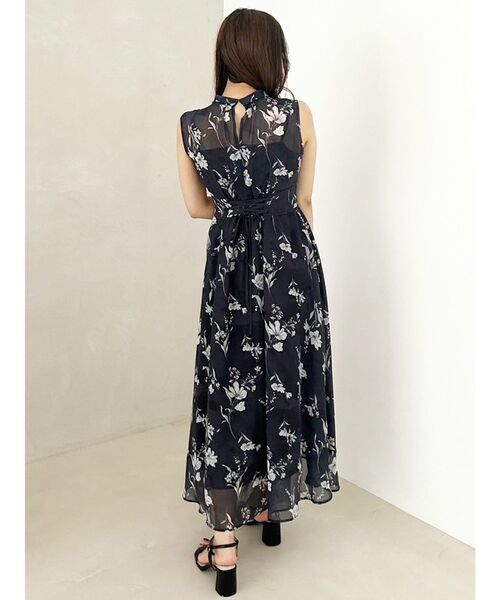 花柄バックレースアップワンピース MERCURYDUO MERCURYDUO ワンピース 花柄バックレースアップワンピース