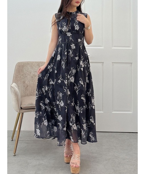 【限定特価】 MERCURYDUO ワンピース 花柄バックレースアップワンピース ワンピース