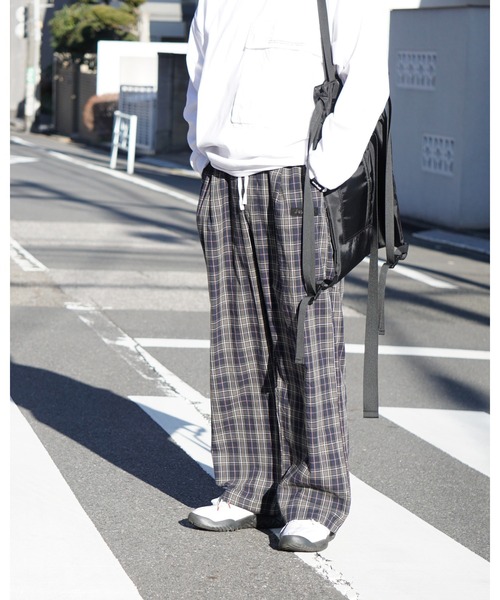 vintage y2k チェックパンツ　ワイドパンツ DEVICE select ハイウエスト チェックパンツ ワイド ストレート